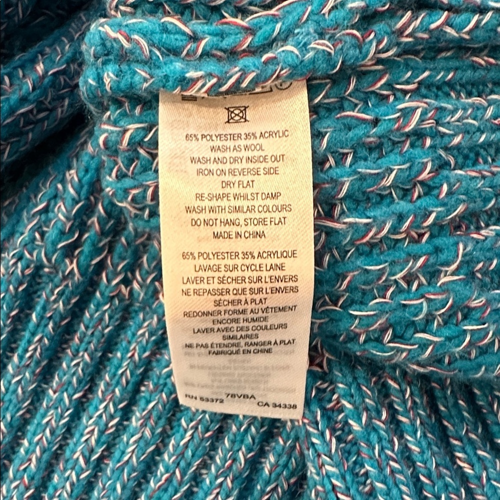 French Connection Teal Cowl Knit TurtleNeck Sweater 8 - Picture 7 of 8